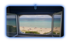 Puglia holiday Apulien San Pietro in Bevagna Manduria Taranto Salento finestra con vista mare dalla camera hotel caraibisiaco in Puglia sul mare